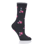 Ladies Ultra Lite Bellis Floral Socks - Charcoal