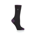 Ladies Ultra Lite Oia Heel & Toe Socks - Black & Purple