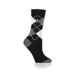 Ladies Ultra Lite Valletta Argyle Socks - Black & Grey