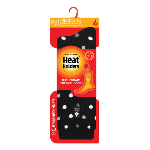 Ladies Ultra Lite Nicosia Dots Socks - Black & Tonal – Heat Holders