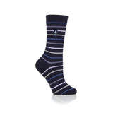 Ladies Ultra Lite Riga Stripe Socks - Navy