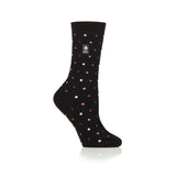 Ladies Ultra Lite Turlan Spots Socks - Black & Heather Rose