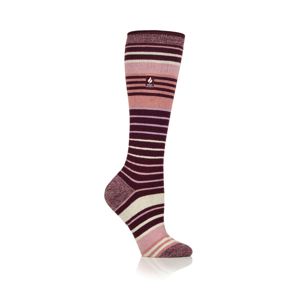 Ladies Ultra Lite Jura Long Ski & Snow Sports Socks - Cabernet & Rose Blush