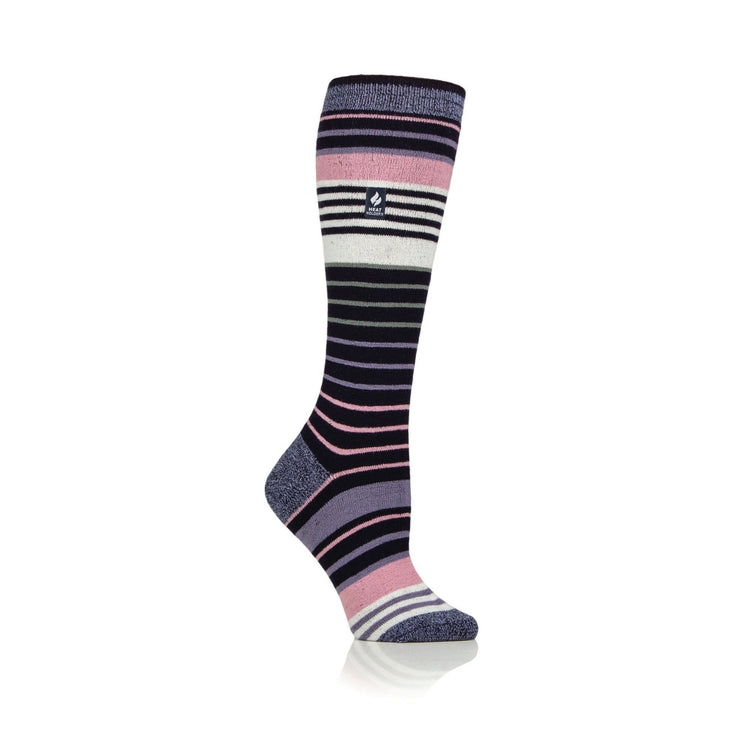 Ladies Ultra Lite Jura Long Ski & Snow Sports Socks - Navy & Lilac