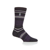 Mens Ultra Lite Santiago Stripe Socks - Charcoal