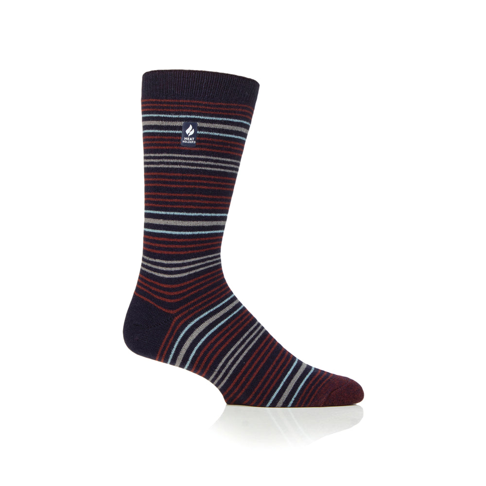 Mens Ultra Lite Croyriden Stripe Socks - Navy & Merlot