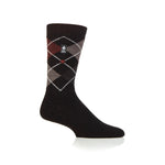 Mens Ultra Lite Wicklam Argyle Socks - Black & Merlot