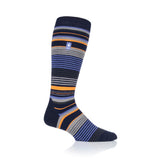 Mens Ultra Lite Long Ski & Snow Sports Socks - Navy Stripe