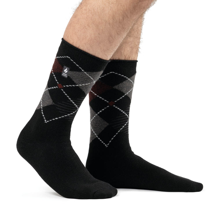 Mens Ultra Lite Wicklam Argyle Socks - Black & Merlot