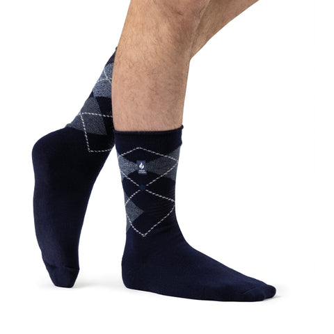 Mens Ultra Lite Wicklam Argyle Socks - Navy & Blue