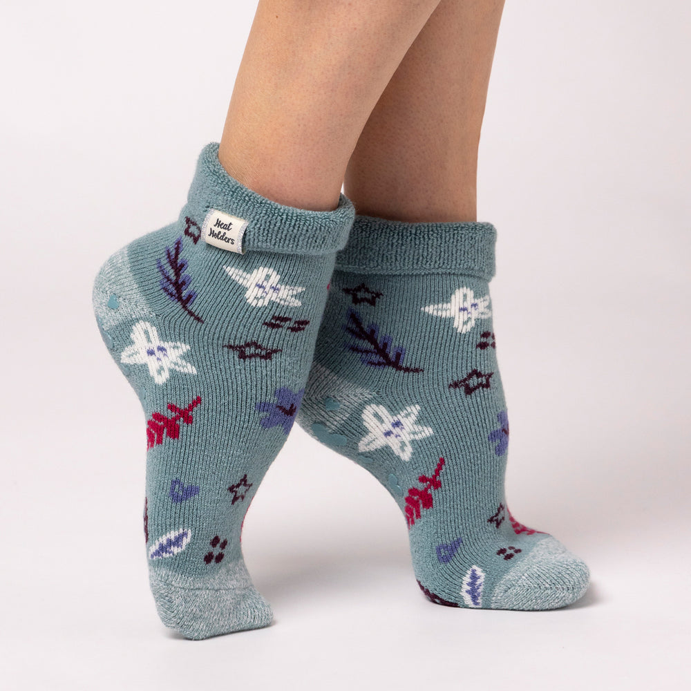 Ladies Lite Lounge Socks with Turnover Top - Winter Bloom