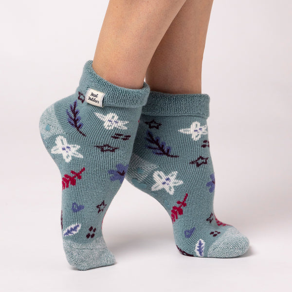 Ladies Lite Lounge Socks with Turnover Top - Winter Bloom