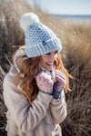 Ladies Lund Pom Pom Hat - Denim & Cream