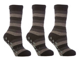 Special Offer 3 Pairs Kids Thermal Slipper Socks - Charcoal Stripe