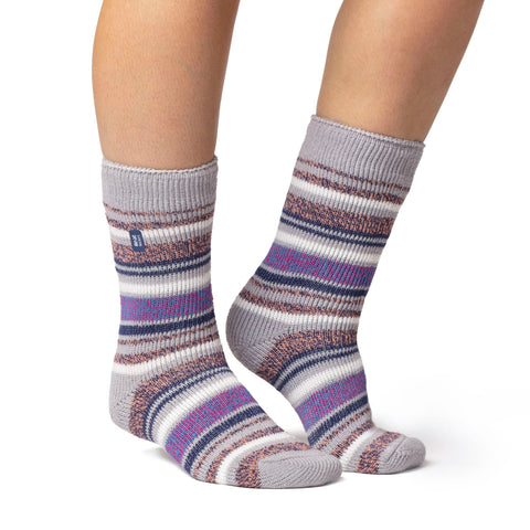 Ladies Original Abstract Dimension Twist Socks - Grey & Purple