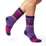Ladies Original Abstract Dimension Stripe Socks - Pink & Purple