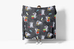 Oversized Fleece Thermal Blanket 180cm x 200cm - Black Cat Design