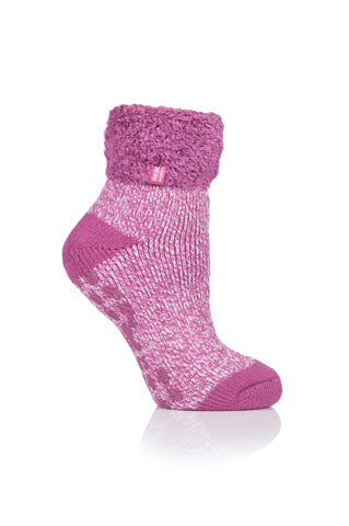 Ladies Original Gillian Lounge Socks with Turnover Top - Pink