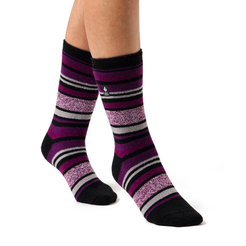 Ladies Lite Antalya Multi Stripe Socks - Black