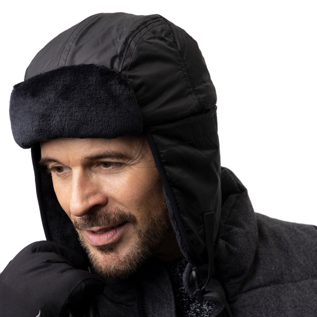 Mens Water Resistant Aviator Hat Black
