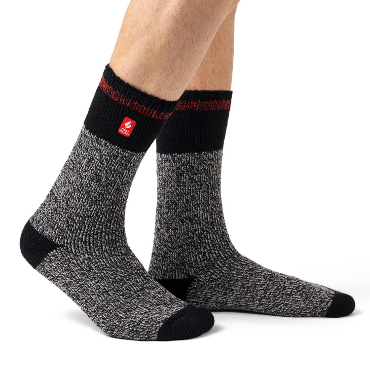 Mens Original Porto Rugged Block Stripe Socks - Black & Red