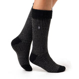 Ladies Original Begonia Long Boot Socks With Turnover Top - Black