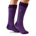 Ladies Original Begonia Long Boot Socks With Turnover Top - Purple