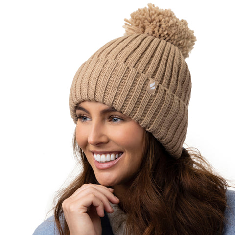 Ladies Arden Pom Pom Hat - Camel