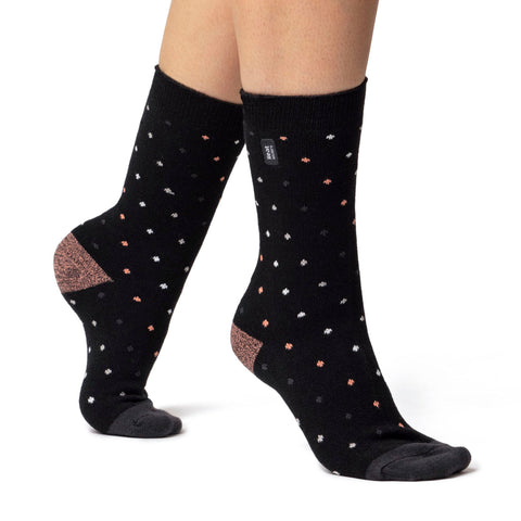 Ladies Ultra Lite Berry Spot Socks - Black