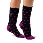 Ladies Lite Malaga Dots Socks - Black & Berry