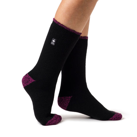 Ladies Lite Tenerife Heel & Toe Socks - Black & Berry
