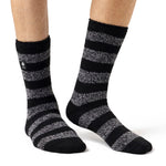 Mens Original Palermo Chunky Stripe Socks - Black & Charcoal