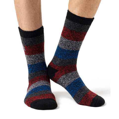 Mens Original Milan Thick Twist Stripe Socks Milan - Black & Red
