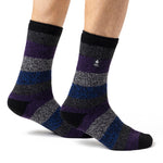 Mens Original Milan Thick Twist Stripe Socks - Black & Purple