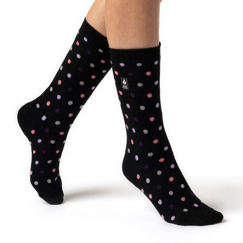 Ladies Ultra Lite Nicosia Dots Socks - Black & Purple