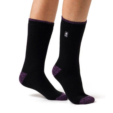 Ladies Lite Tenerife Heel & Toe Socks - Black & Purple