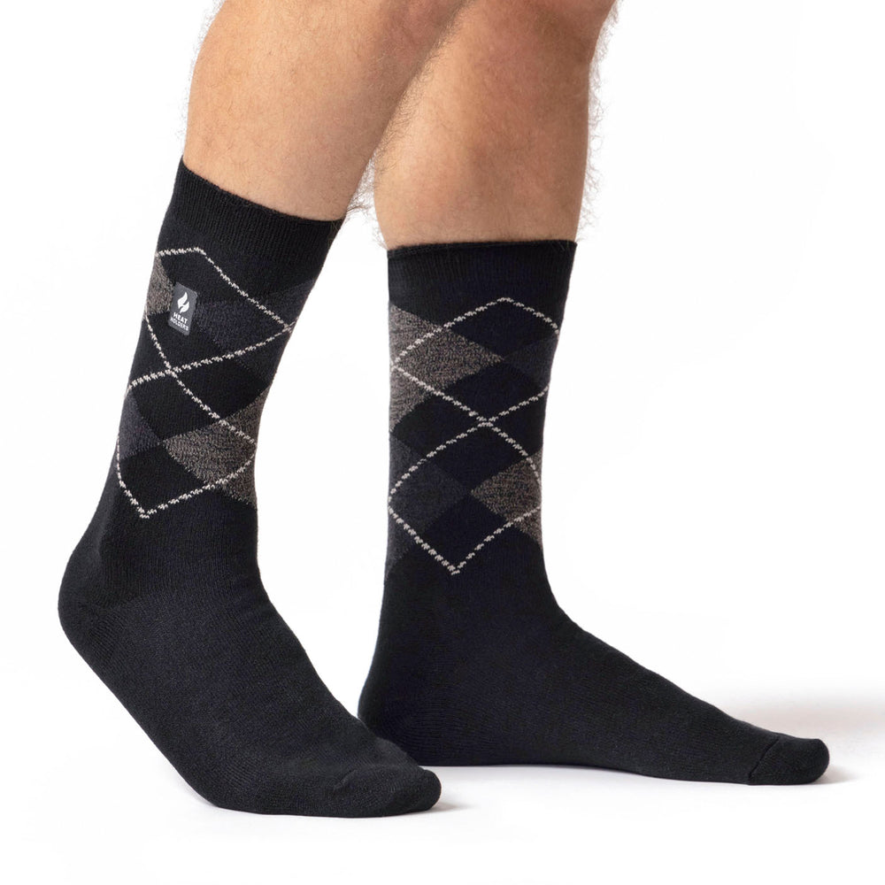 Mens Ultra Lite Caracas Argyle Socks - Black