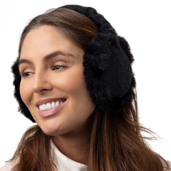 Ladies Adjustable Folding Earmuffs - Black