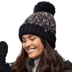 Ladies Eidda Pom Pom Hat - Black