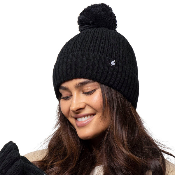 Ladies Ellery Pom Pom Hat - Black