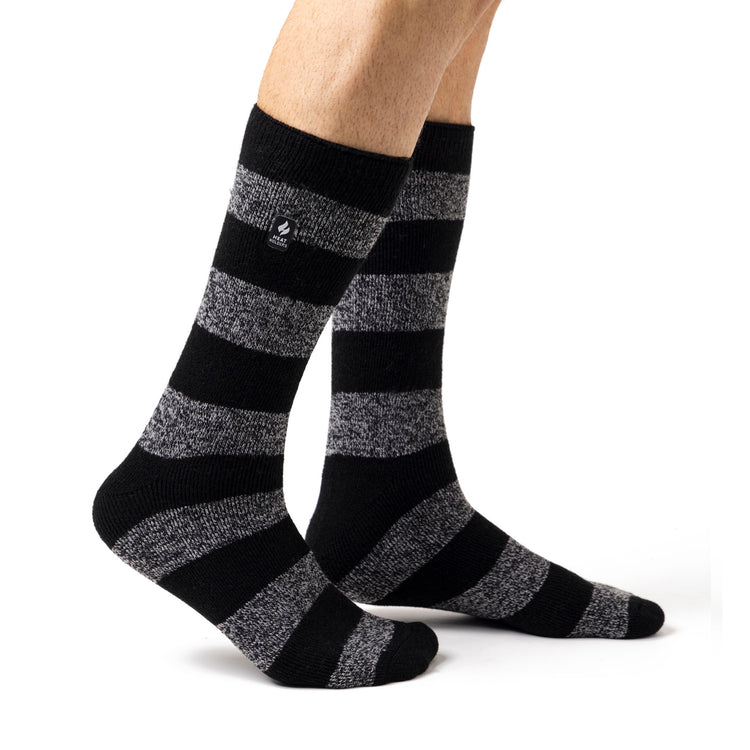 Mens Lite Izmir Chunky Stripe Socks - Black & Grey