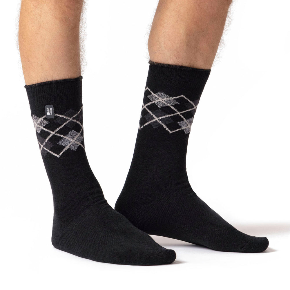 Mens Ultra Lite Jay Argyle Socks - Black