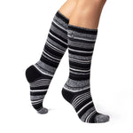 Ladies Lite Mahonia Long Socks - Black Stripes