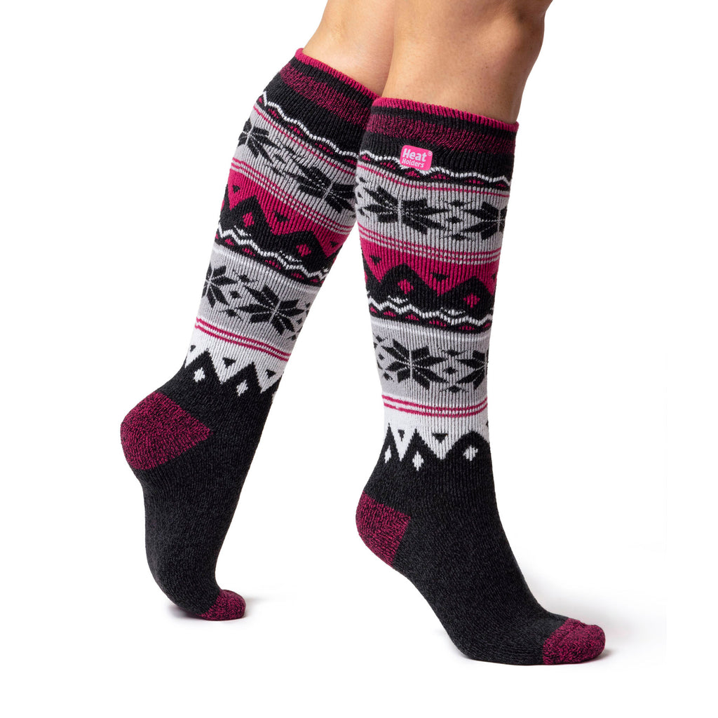 Ladies Socks Knee High Thermal Socks Ladies Lite Jacquard Long