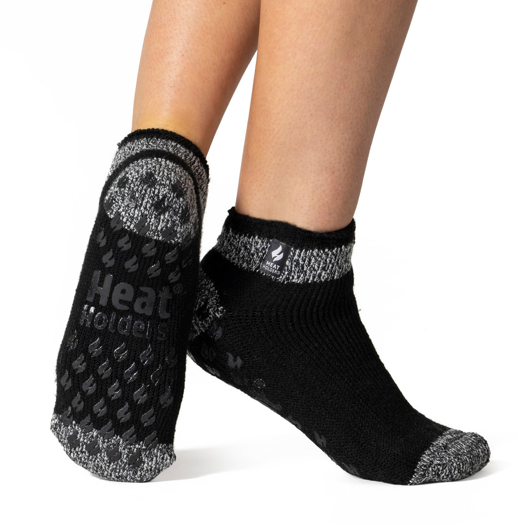 Ladies Original Pisa Ankle Slipper Socks - Black – Heat Holders