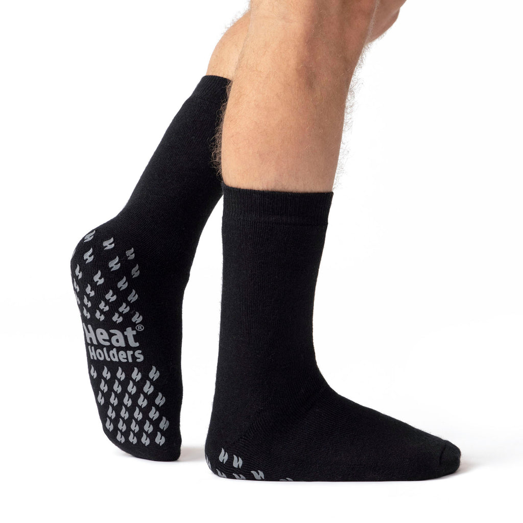 Mens Chunky Slipper Socks Fleece Lined Cable Knit Non Slip Warm Winter Sock  | eBay