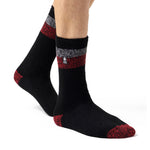 Mens Original Lindos Double Stripe Socks - Black & Red