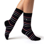 Ladies Ultra Lite Riga Stripe Socks - Black