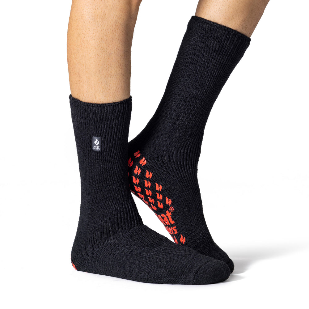 Mens Original Thermal Slipper Socks - Black & Red