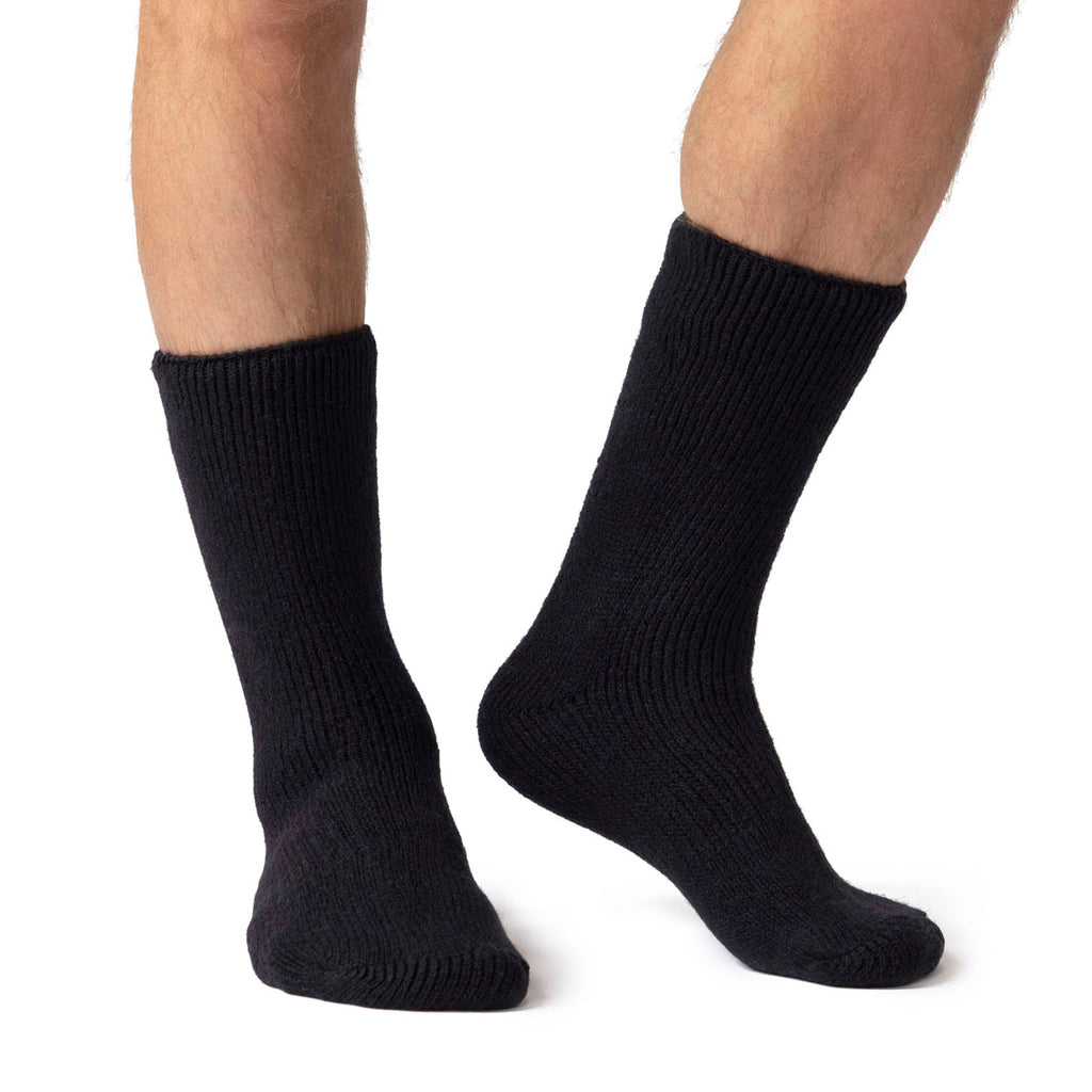 Mens Heat Holders Short Wool Socks in Black